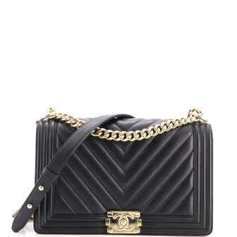 Chanel Boy Flap Bag Chevron Lambskin New Medium