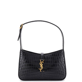 Saint Laurent Le 5 a 7 Hobo Crocodile Embossed Leather Small