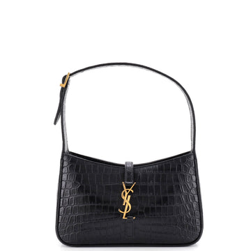Saint Laurent Le 5 a 7 Hobo Crocodile Embossed Leather Small