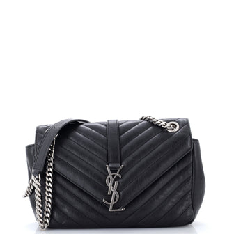 Saint Laurent Classic Monogram Slouchy Envelope Satchel Matelasse Chevron Leather Medium