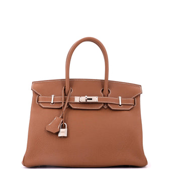 Hermes Birkin Handbag Brown Togo with Palladium Hardware 30