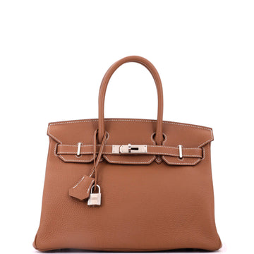 Hermes Birkin Handbag Brown Togo with Palladium Hardware 30