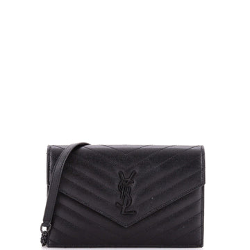 Saint Laurent Classic Monogram Wallet on Chain Matelasse Chevron Leather Small