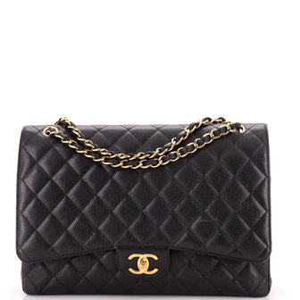 Chanel Classic Double Flap Bag Quilted Caviar Maxi
