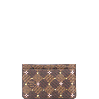 Louis Vuitton Card Holder Flower Printed Studded Damier