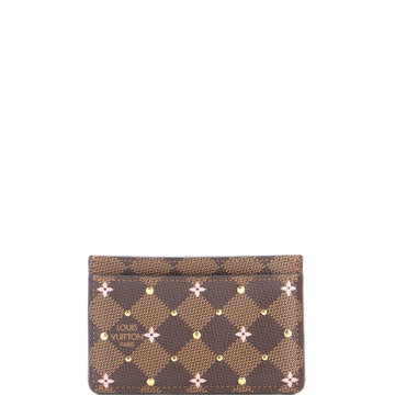 Louis Vuitton Card Holder Flower Printed Studded Damier