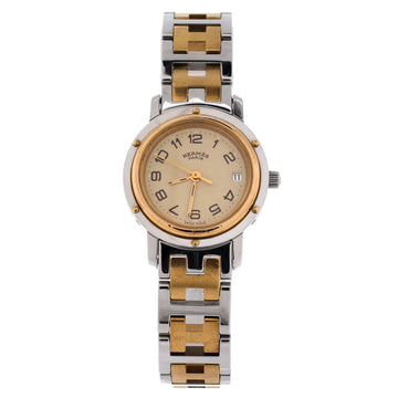 Hermes Clipper Quartz Watch Stainless Steel with Plated Metal 24