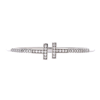 Tiffany & Co. T Wire Bracelet 18K White Gold with Pave Diamonds