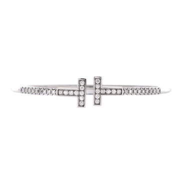 Tiffany & Co. T Wire Bracelet 18K White Gold with Pave Diamonds