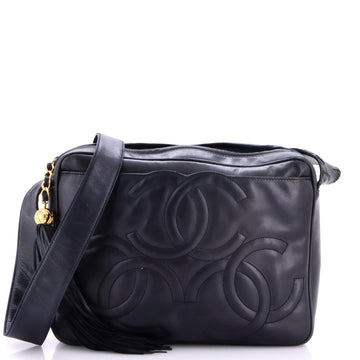 Chanel Vintage Triple CC Camera Shoulder Bag Lambskin Medium