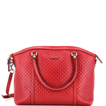 Gucci Britt Convertible Dome Satchel Microguccissima Leather Medium
