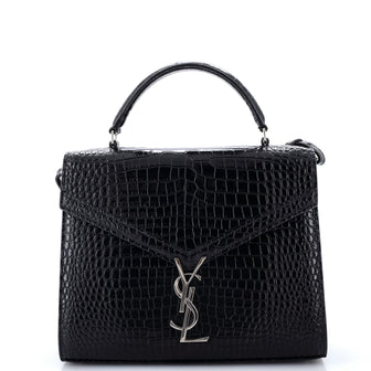 Saint Laurent Cassandra Top Handle Bag Crocodile Embossed Leather Medium
