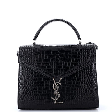 Saint Laurent Cassandra Top Handle Bag Crocodile Embossed Leather Medium