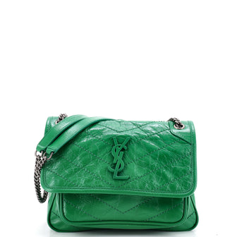 Saint Laurent Niki Chain Flap Bag Matelasse Chevron Leather Baby