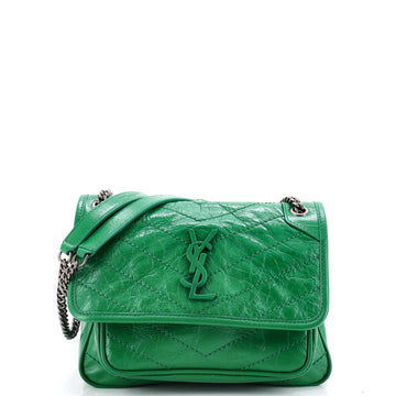 Saint Laurent Niki Chain Flap Bag Matelasse Chevron Leather Baby