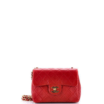 Chanel Vintage Square Classic Single Flap Bag Quilted Lambskin Mini