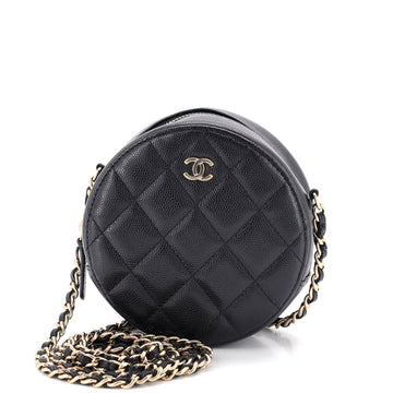 Chanel Round Clutch with Chain Quilted Caviar Mini