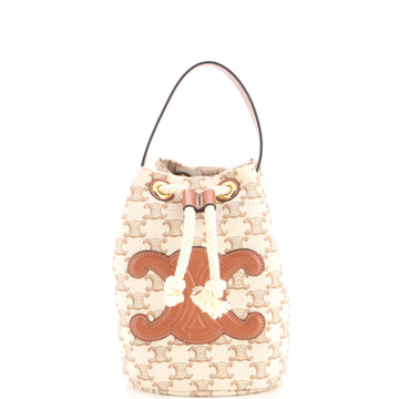 Celine Triomphe Drawstring Bucket Bag Triomphe Canvas with Leather Teen