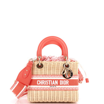 Christian Dior Lady Dior Bag Wicker and Toile de Jouy Jacquard Medium