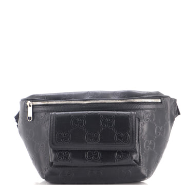 Gucci Front Pocket Belt Bag GG Embossed Perforated Leather