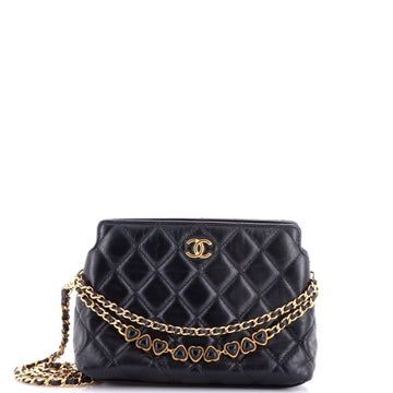 Chanel Enamel Hearts Shoulder Bag Quilted Crumpled Calfskin