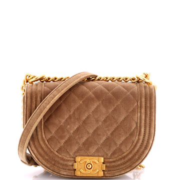 Chanel Boy Curved Messenger Bag Quilted Velvet Small