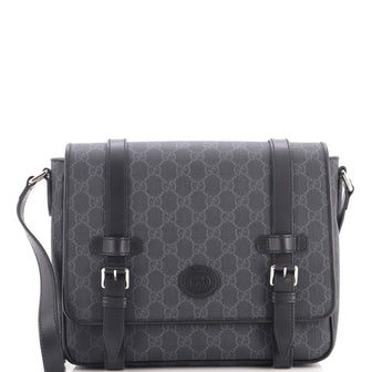 Gucci Interlocking G Patch Messenger Bag GG Coated Canvas with Leather Medium