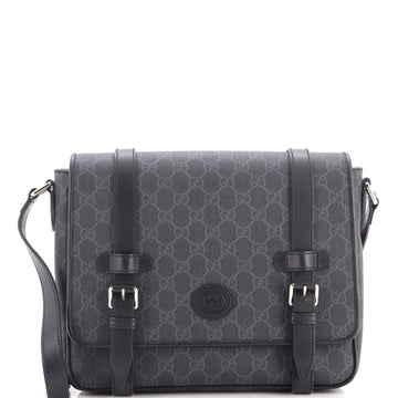 Gucci Interlocking G Patch Messenger Bag GG Coated Canvas with Leather Medium
