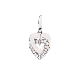 Cartier Double Heart Pendant Charm Pendant & Charms 18K White Gold with Diamonds