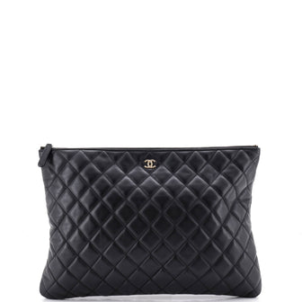 Chanel O Case Clutch Quilted Lambskin Large