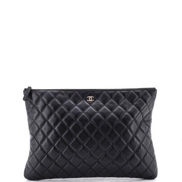 Chanel O Case Clutch Quilted Lambskin Large