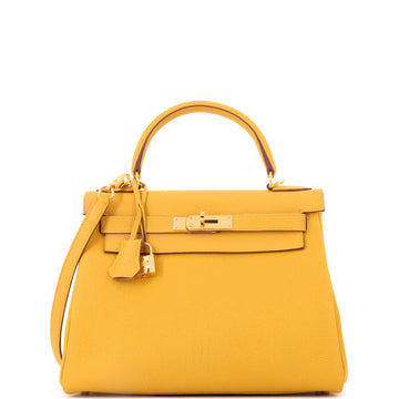 Hermes Kelly Handbag Jaune Ambre Togo with Gold Hardware 28