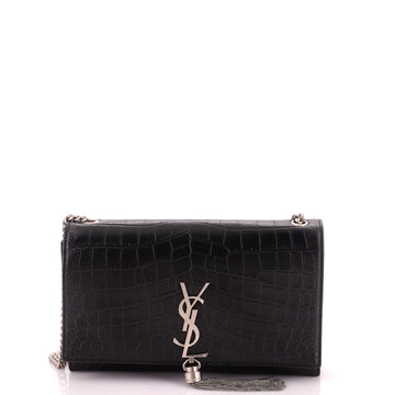 Saint Laurent Classic Monogram Tassel Crossbody Bag Crocodile Embossed Leather Medium