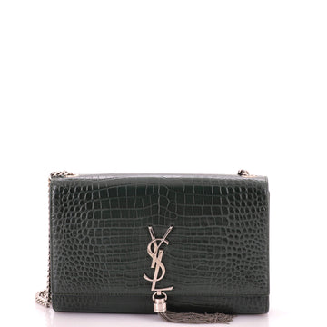 Saint Laurent Classic Monogram Tassel Crossbody Bag Crocodile Embossed Leather Medium
