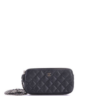Chanel Double Zip Clutch with Chain Quilted Caviar