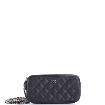 Chanel Double Zip Clutch with Chain Quilted Caviar