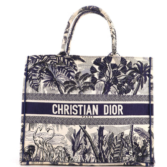 Christian Dior Book Tote Embroidered Canvas Large