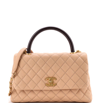 Chanel Coco Top Handle Bag Quilted Caviar with Lizard Medium