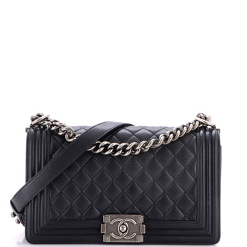 Chanel Boy Flap Bag Quilted Caviar Old Medium