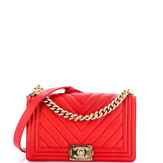 Chanel Boy Flap Bag Chevron Caviar Old Medium