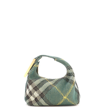 Burberry Peg Handle Bag Knit Check Fabric Mini