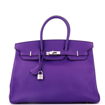 Hermes Birkin Handbag Purple Epsom with Palladium Hardware 35