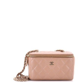Chanel Classic Vanity Case with Chain Quilted Caviar Small