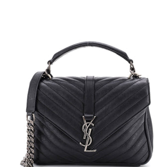 Saint Laurent Classic Monogram College Bag Matelasse Chevron Leather Medium