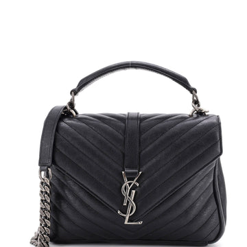 Saint Laurent Classic Monogram College Bag Matelasse Chevron Leather Medium