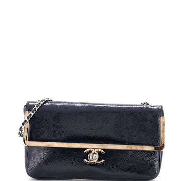 Chanel Frame Flap Shoulder Bag Crinkled Patent Small