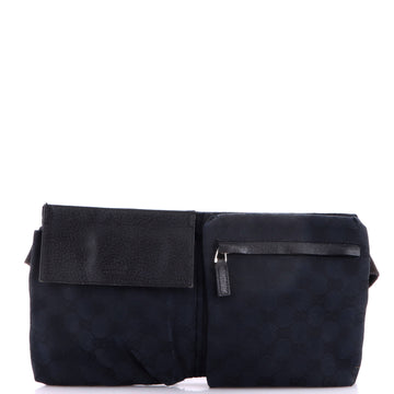 Gucci Vintage Double Belt Bag GG Canvas with Leather