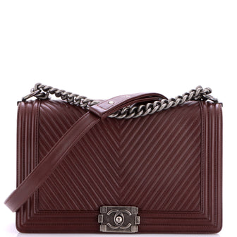 Chanel Boy Flap Bag Chevron Calfskin New Medium