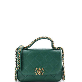 Chanel Chain Infinity Top Handle Bag Quilted Lambskin Mini
