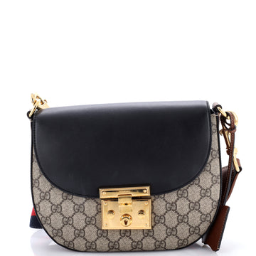 Gucci Padlock Saddle Shoulder Bag GG Coated Canvas and Leather Medium